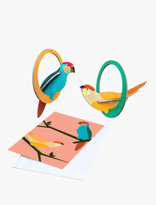 Pop out card, Swinging Parakeets